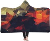 🔶 vibrant 3d diamond geometry printed hooded blanket: adult wearable plush blanket with sherpa fleece, perfect for winter & home décor - 60x80 inch logo