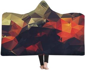 img 4 attached to 🔶 Vibrant 3D Diamond Geometry Printed Hooded Blanket: Adult Wearable Plush Blanket with Sherpa Fleece, Perfect for Winter & Home Décor - 60X80 Inch