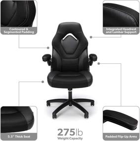 img 2 attached to Enhance Your Gaming Experience with the OFM ESS Collection High Back Racing Style Gaming Chair in Black