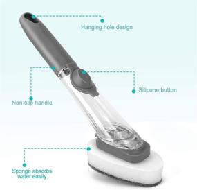 img 2 attached to 🧽 MAVGV Dish Wand Refills Sponge: 1 Wand + 4 Replacement Heads – Heavy Duty Kitchen Sink Cleaning Brush