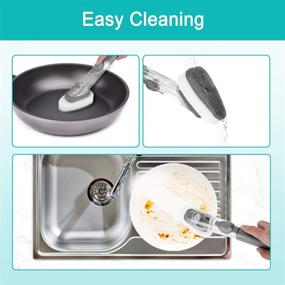 img 3 attached to 🧽 MAVGV Dish Wand Refills Sponge: 1 Wand + 4 Replacement Heads – Heavy Duty Kitchen Sink Cleaning Brush