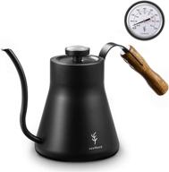 ☕ чайник soulhand pour over: дизайн с графином и термометром и деревянная ручка - идеально подходит для приготовления капельного кофе и заваривания чая - 40 унций/1200 мл. логотип