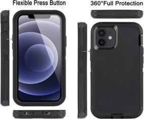 img 1 attached to 📱 AOPULY iPhone 12/12 Pro Case 6.1'' with 2 Screen Protector - Full Body Rugged Military Grade Cover offering Shockproof Protection (Black1)