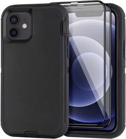 img 4 attached to 📱 AOPULY iPhone 12/12 Pro Case 6.1'' with 2 Screen Protector - Full Body Rugged Military Grade Cover offering Shockproof Protection (Black1)