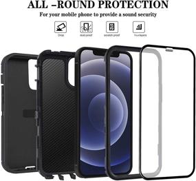 img 2 attached to 📱 AOPULY iPhone 12/12 Pro Case 6.1'' with 2 Screen Protector - Full Body Rugged Military Grade Cover offering Shockproof Protection (Black1)