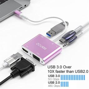 img 1 attached to Адаптер USB C Hub ZCUOO: HDMI VGA мультипорт для ноутбуков с USB 3.0 и Nintendo (USB PD100W Audio)