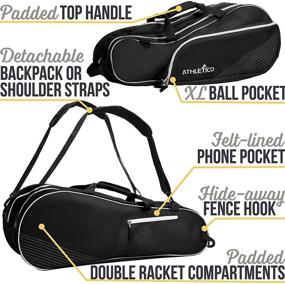 img 3 attached to Athletico 6 Racquet Tennis Bag: Lightweight and Padded for Ultimate Racket Protection - Perfect for Pros and Beginners, Unisex Design Fits Anyone!