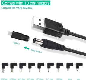 img 3 attached to 🔌 XINYUWIN 5-футовый USB кабель питания 5V к постоянному току с разъемом бочки 5.5x2.1 мм и 10 разъемами - идеально подходит для разделителя HUB, светодиодных ламп, роутера, мини-вентилятора, динамика и многого другого.