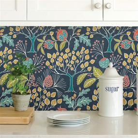 img 2 attached to 🌼 Transform Your Space with NuWallpaper NU3038 Groovy Garden Navy Peel & Stick Wallpaper