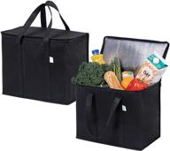 🛍️ veno 2 pack insulated reusable grocery bag: durable, heavy duty, large size - black (2-pack) logo