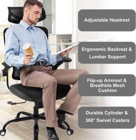 img 3 attached to 🪑 Chairoyal Ergonomic Office Chair with Adjustable Lumbar Support, Mid-Back Mesh Computer Chair and Rolling Stool