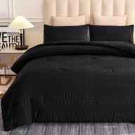 🛏️ seersucker comforter set queen size - ntbed solid black hotel soft microfiber bedding with 2 pillowcases - all season quilt for better sleep experience logo