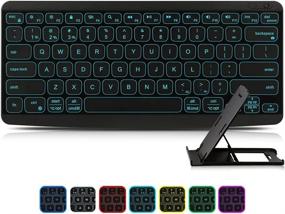 img 4 attached to Rechargeable Wireless Bluetooth Keyboard with 7-Color Backlit for iPad, iPhone/iPad 9.7/ iPad Pro/New iPad 2018/iPad Air, Samsung Android Tablets, and Windows - Portable Multi-Device Keyboard
