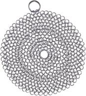 🧼 316 premium stainless steel cast iron cleaner: chainmail scrubber for pre-seasoned skillets, dutch ovens, waffle irons & more (7 inch round) logo