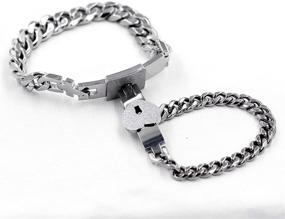 img 1 attached to ❤️ Matching Titanium Steel Cuban Chain Bracelets Set for Couples - His and Hers Square Heart Lock Bangles - Jewelry Set Y853