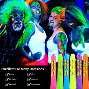 img 1 attached to 🎨 Multicolor Glow in The Dark Face Body Paint Crayon Kit for Kids - Halloween Masquerade Party Makeup Supplies