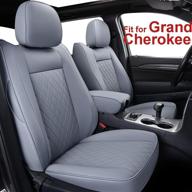 inch empire настраиваемые чехлы для сидений jeep grand cherokee 2011-2021, совместимые с подушками безопасности, из искусственной кожи, водонепроницаемые 2011 2012 2013 2014 2015 2016 2017 2018 2019 2020 2021 (серый) логотип