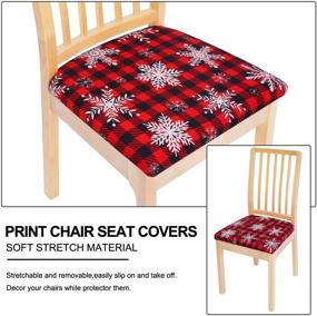 img 1 attached to 🪑 Stretchy Burgundy with Black Printed Dining Chair Seat Covers - Set of 4, Removable & Washable Upholstered Slipcover Protectors