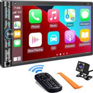 🚗 7 inch hd lcd touchscreen monitor double din car stereo with voice control apple carplay, bluetooth, subwoofer, usb/sd port, a/v input, am/fm car radio receiver, backup camera logo