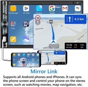 img 2 attached to 🚗 7 Inch HD LCD Touchscreen Monitor Double Din Car Stereo with Voice Control Apple Carplay, Bluetooth, Subwoofer, USB/SD Port, A/V Input, AM/FM Car Radio Receiver, Backup Camera
