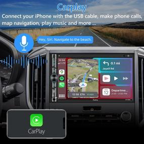 img 3 attached to 🚗 7 Inch HD LCD Touchscreen Monitor Double Din Car Stereo with Voice Control Apple Carplay, Bluetooth, Subwoofer, USB/SD Port, A/V Input, AM/FM Car Radio Receiver, Backup Camera