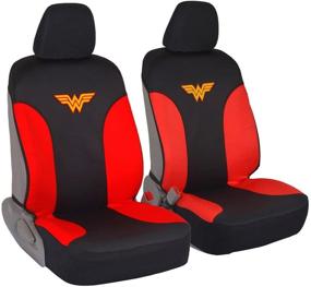 img 4 attached to BDK DC Comics Wonder Woman Car Seat Covers – Waterproof Front Pair Gray Black Fit Cover for Car SUV Van Truck – Side Airbag Safe Protection (WBSC1911)