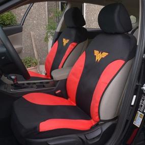 img 3 attached to BDK DC Comics Wonder Woman Car Seat Covers – Waterproof Front Pair Gray Black Fit Cover for Car SUV Van Truck – Side Airbag Safe Protection (WBSC1911)