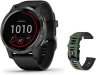 📱 enhanced garmin vívoactive 4 gps smartwatch: lightweight, waterproof, phone-free music, built-in sports apps, smart notifications, advanced sleep monitoring, ghost manta silicon brand logo