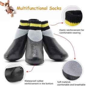 img 1 attached to 🐾 Waterproof Dog Shoes Boots Socks with Straps for Small Medium Large Dogs - Non-Slip Paw Protectors (XXL, Black & Gray)