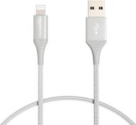 📱 silver amazon basics iphone charger cable, mfi certified, nylon usb-a to lightning, compatible with apple iphone, ipad, 10,000 bend lifespan, 1-ft logo