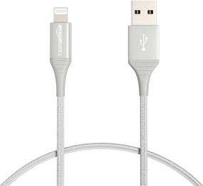 img 4 attached to 📱 Silver Amazon Basics iPhone Charger Cable, MFi Certified, Nylon USB-A to Lightning, Compatible with Apple iPhone, iPad, 10,000 Bend Lifespan, 1-Ft