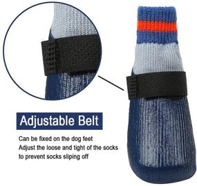 img 3 attached to LANBOER 2 Pairs Waterproof Dog Socks with Adjustable Straps - Anti-Slip 🐾 Paw Protectors for Small Medium Dogs and Cats - Traction Control Indoor Outdoor Wear