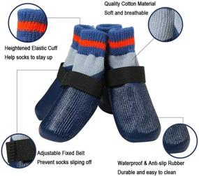 img 2 attached to LANBOER 2 Pairs Waterproof Dog Socks with Adjustable Straps - Anti-Slip 🐾 Paw Protectors for Small Medium Dogs and Cats - Traction Control Indoor Outdoor Wear