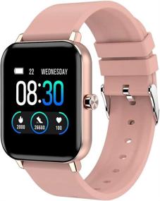 img 1 attached to AOKEY Smart Watch: A Stylish Fitness Tracker for Android and iOS - Heart Rate, Sleep Monitor, Pedometer, IP68 Waterproof (Pink)