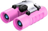 👀 high power lightweight binoculars for kids, 12x25 pocket size optics - perfect for safari, concerts, theater - ideal gifts for boys & girls (pink, 3-12 years) logo