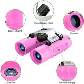 img 2 attached to 👀 High Power Lightweight Binoculars for Kids, 12X25 Pocket Size Optics - Perfect for Safari, Concerts, Theater - Ideal Gifts for Boys & Girls (Pink, 3-12 years)