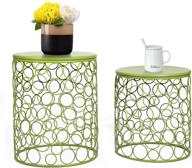 🍃 joveco set of 2 green indoor round side end coffee table nightstands: stylish and functional addition to any room logo