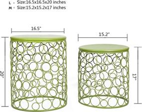 img 2 attached to 🍃 Joveco Set of 2 Green Indoor Round Side End Coffee Table Nightstands: Stylish and Functional Addition to Any Room