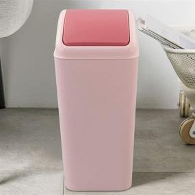 img 1 attached to 🗑️ Kekow 4.5 Gallon Swing Lid Pink Plastic Trash Can - Convenient Small Waste Bin