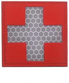 img 4 attached to Enhance Visibility with Veelkrom Reflective Medic Patches - Tactical Medical Morale Hook & Loop Badge, Infrared IR EMS EMT MED, Red Cross, First Aid Decorative Appliques (White Red)