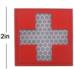 img 3 attached to Enhance Visibility with Veelkrom Reflective Medic Patches - Tactical Medical Morale Hook & Loop Badge, Infrared IR EMS EMT MED, Red Cross, First Aid Decorative Appliques (White Red)