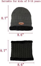 img 2 attached to Wilker 2Pcs Kids Winter Hats and Scarf Set with Cozy Fleece Lining, Ideal for Boys and Girls aged 5-14