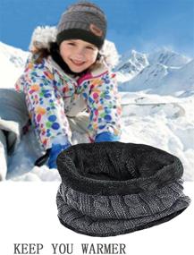 img 1 attached to Набор зимних шапок и шарфов Wilker для детей 2 шт. с мягкой флисовой подкладкой, идеально подходит для мальчиков и девочек в возрасте от 5 до 14 лет.