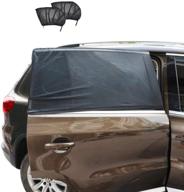 universal fit car window shade - breathable mesh sun shield for rear side windows | protects baby pet from glare & harmful uv rays | ideal for cars, trucks, and suvs | 2 pcs large set logo