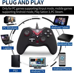 img 3 attached to IFYOO V-one Wired USB Gaming Controller Gamepad Joystick for PC Laptop Computer (Windows XP/7/8/10) & 🎮 Steam & Android & PS3 - Red, OTG: The Ultimate Gaming Controller for PC, Laptop, Android, and PS3