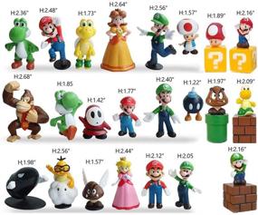 img 3 attached to 🎮 23Pcs/Set Super Mario Action Figures Model Kit Toys - Mario, Luigi, Yoshi and More! Ideal Cake Topper Decorations 1.4"-2.7