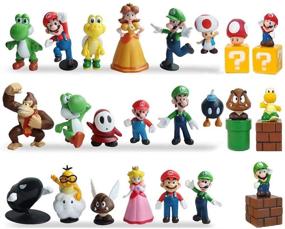 img 4 attached to 🎮 23Pcs/Set Super Mario Action Figures Model Kit Toys - Mario, Luigi, Yoshi and More! Ideal Cake Topper Decorations 1.4"-2.7