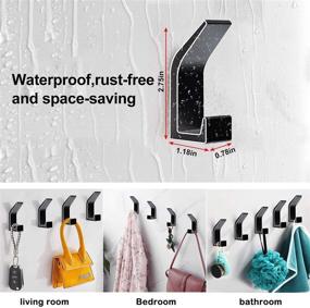 img 2 attached to 🔩 Black Heavy Duty Adhesive Hook - 6 Pack, CFGROW Coat Robe Clothes Bath Towel Hooks Wall Mounted with Strong Glue - Holds 22 lbs - Home Bathroom Kitchen Modern Hotel Style - No-Drill Ceiling Holders Included