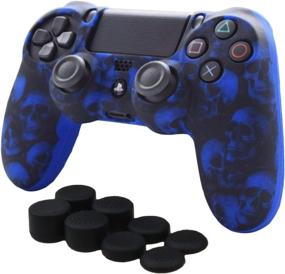 img 4 attached to 🎮 PS4 Controller Skin Set - Pandaren Anti-Slip Silicone Cover Skin + Thumb Grips (Blue Skull Pattern) for PS4/Slim/PRO Controllers