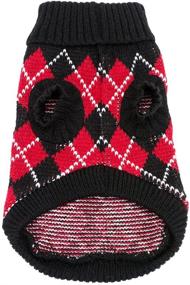 img 1 attached to KOOLTAIL Crochet Argyle Sweater 🐾 for Small Dogs, Puppies, and Cats